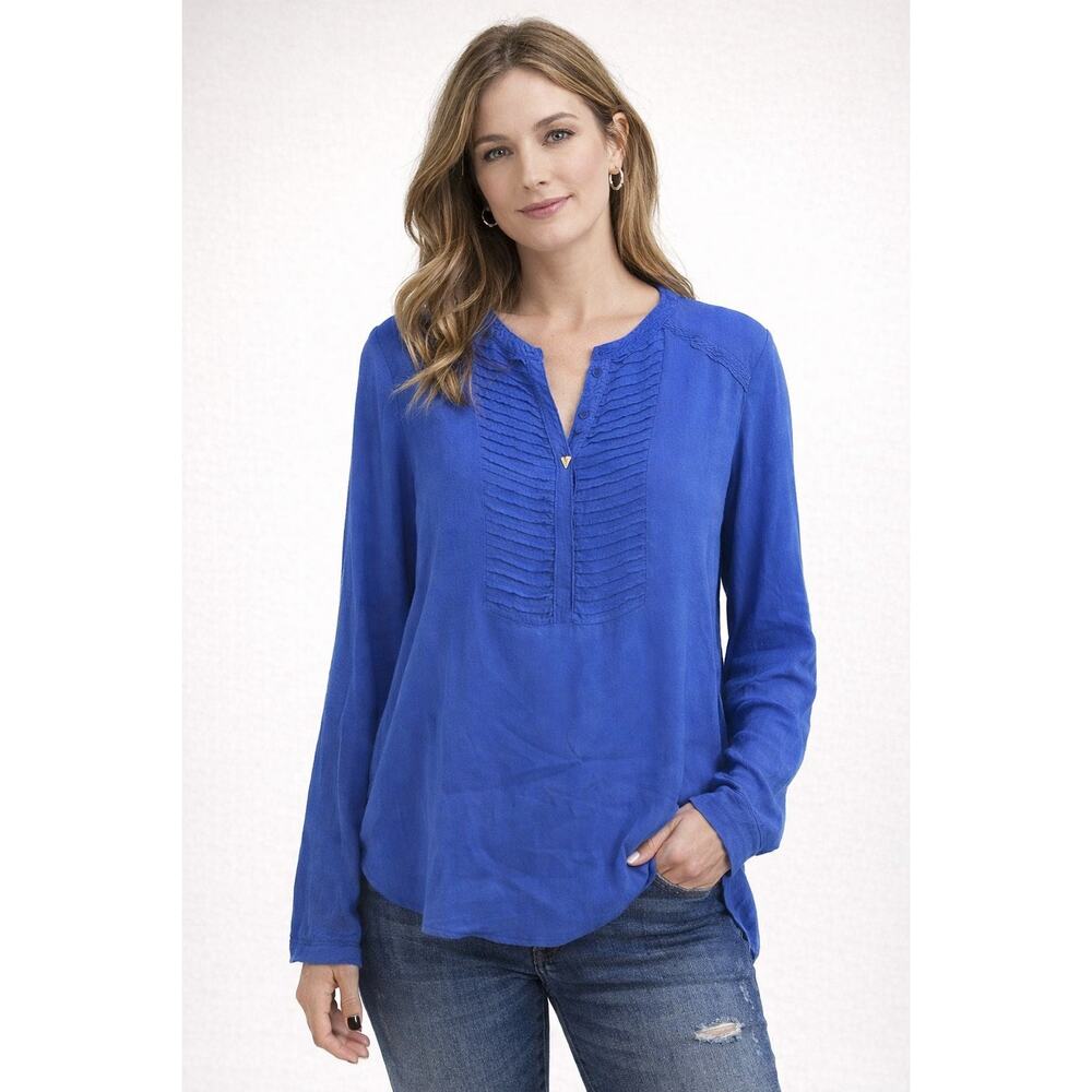 Custommade Blue 100% Silk Blouse Size 40 US 12